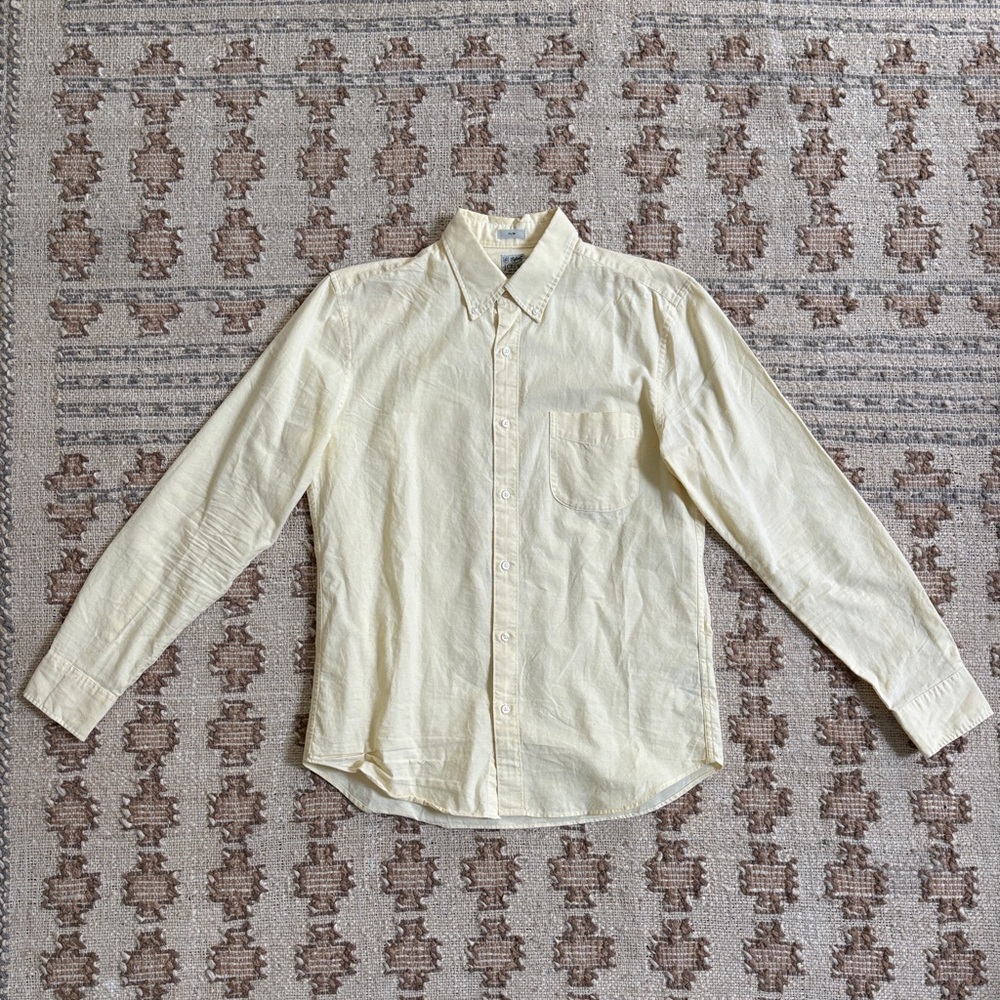 J. Crew Men's Light Yellow Button Down Oxford Shirt - Medium